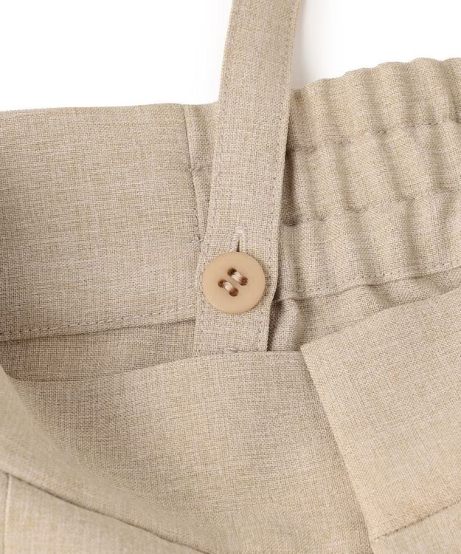 ウォッシャブルドライサップワイドパンツ(シャンブレーベージュ) ポリエステル / サスペンダー付き / ハイウエスト / センタープレス / バックスタイルゴム / PRUVLM0401