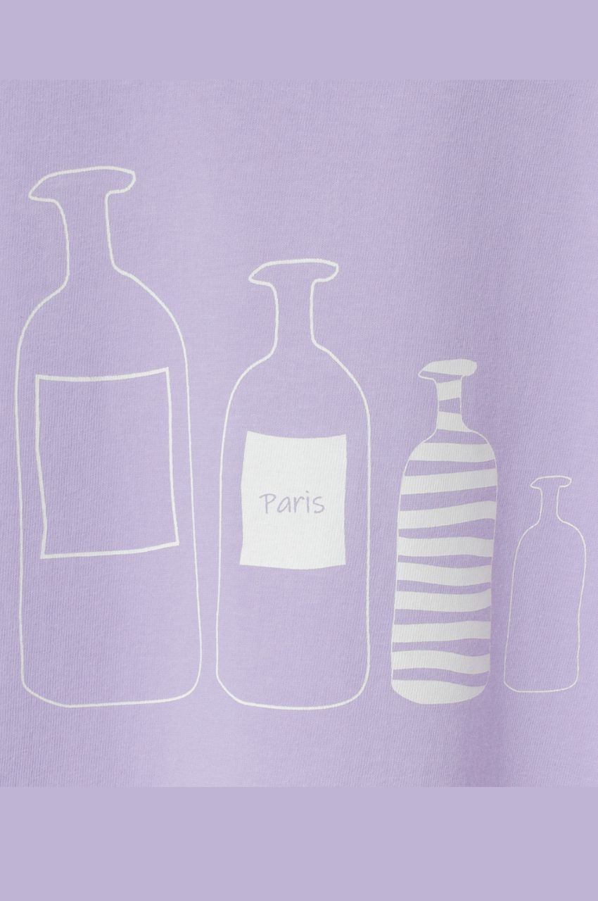 プリントTシャツ (パープル) コットン / ボトルプリント / クルーネック