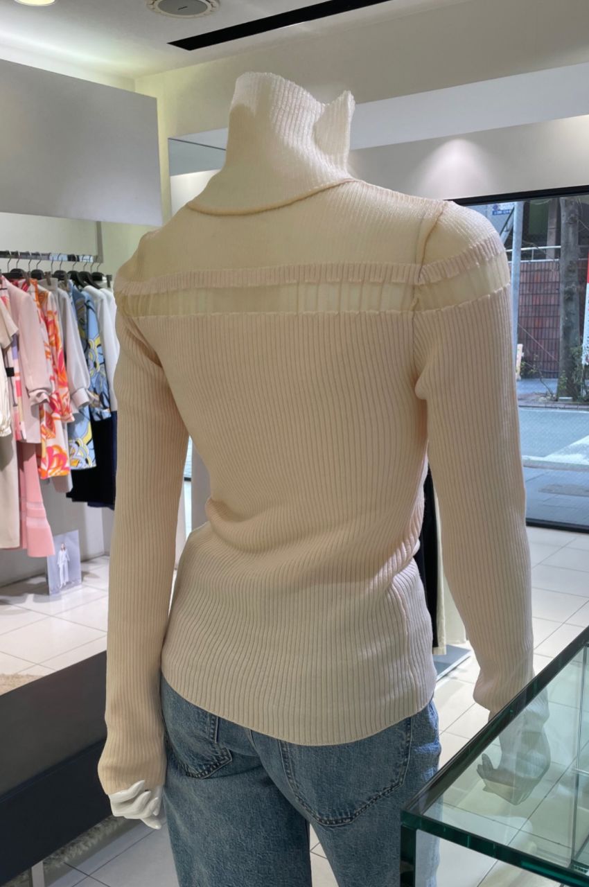 MIESROHE washableシアーRIB切り替えニットTOPS（ニット
