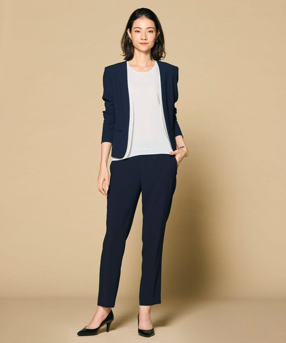 SHELBY / ハーフスリーブブラウス ( White ) ポリエステル / クルーネック / シワになりにくく / 手洗可 / BLCWCS0761