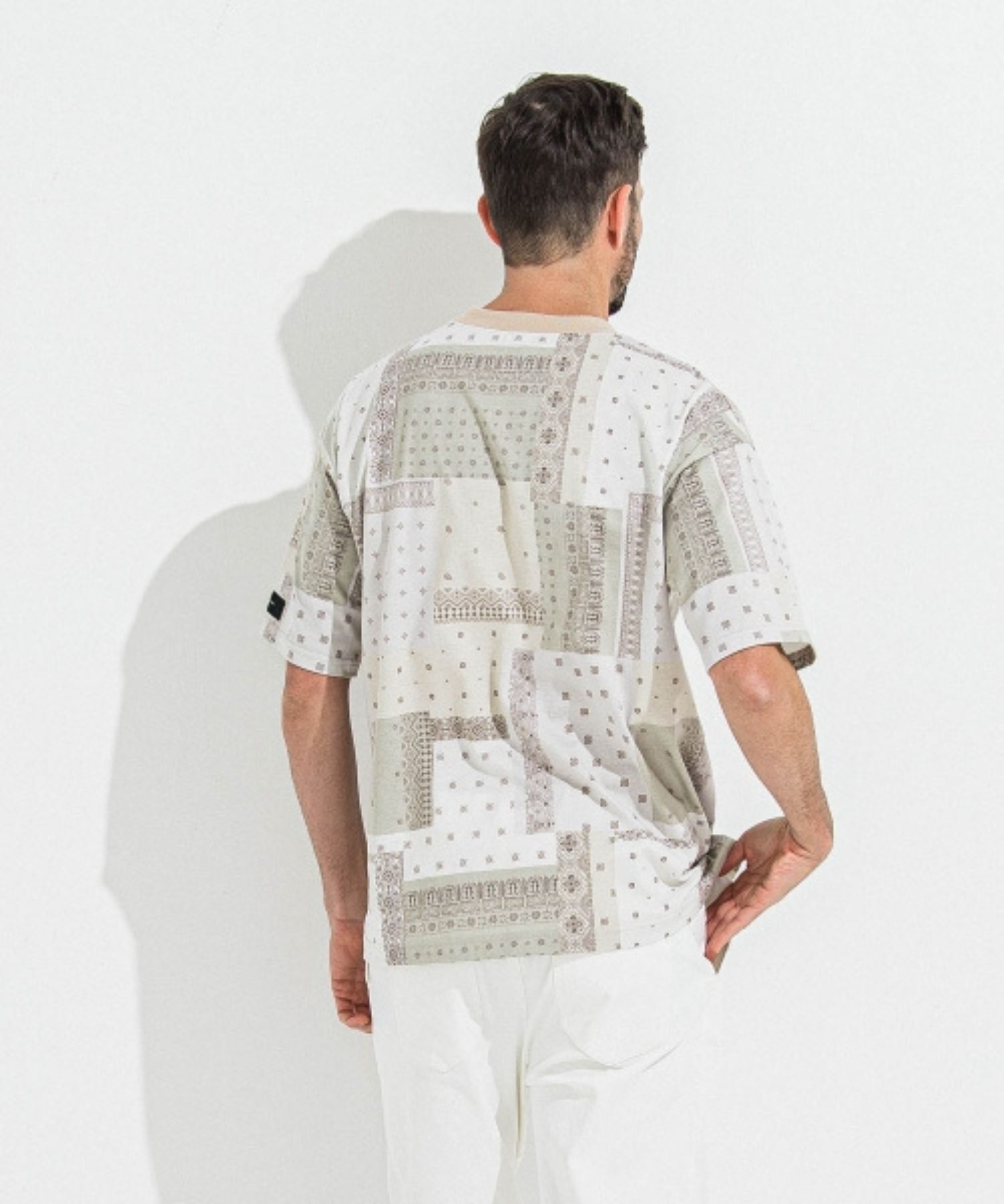BANDANA OVER  TEE (BEIGE) コットン / オーバーサイズ / オーガニックコットン / 5部袖 / RC36-T-009