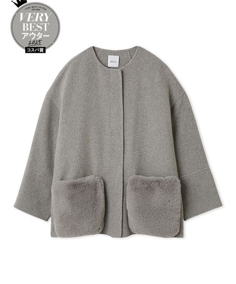 2wayファーポケットリバーコート (  GRY )  羊毛 / ポケットファー取外し可能 / ノーカラー / 09WFC254111