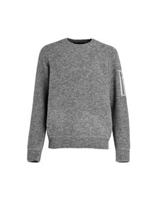 ( MENS) MARINEO マリネオ ニット (グレー) 毛 / クルーネックプルオーバー / 左袖シガレットポケット / ロゴ入りワッペン / MJXA0196050248