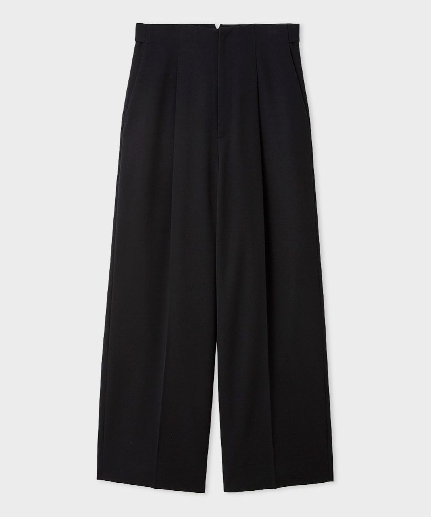 ツータックワイドパンツ(ダークネイビー)ポリエステル / ベルトレス / 裏地あり/ MWFP261025