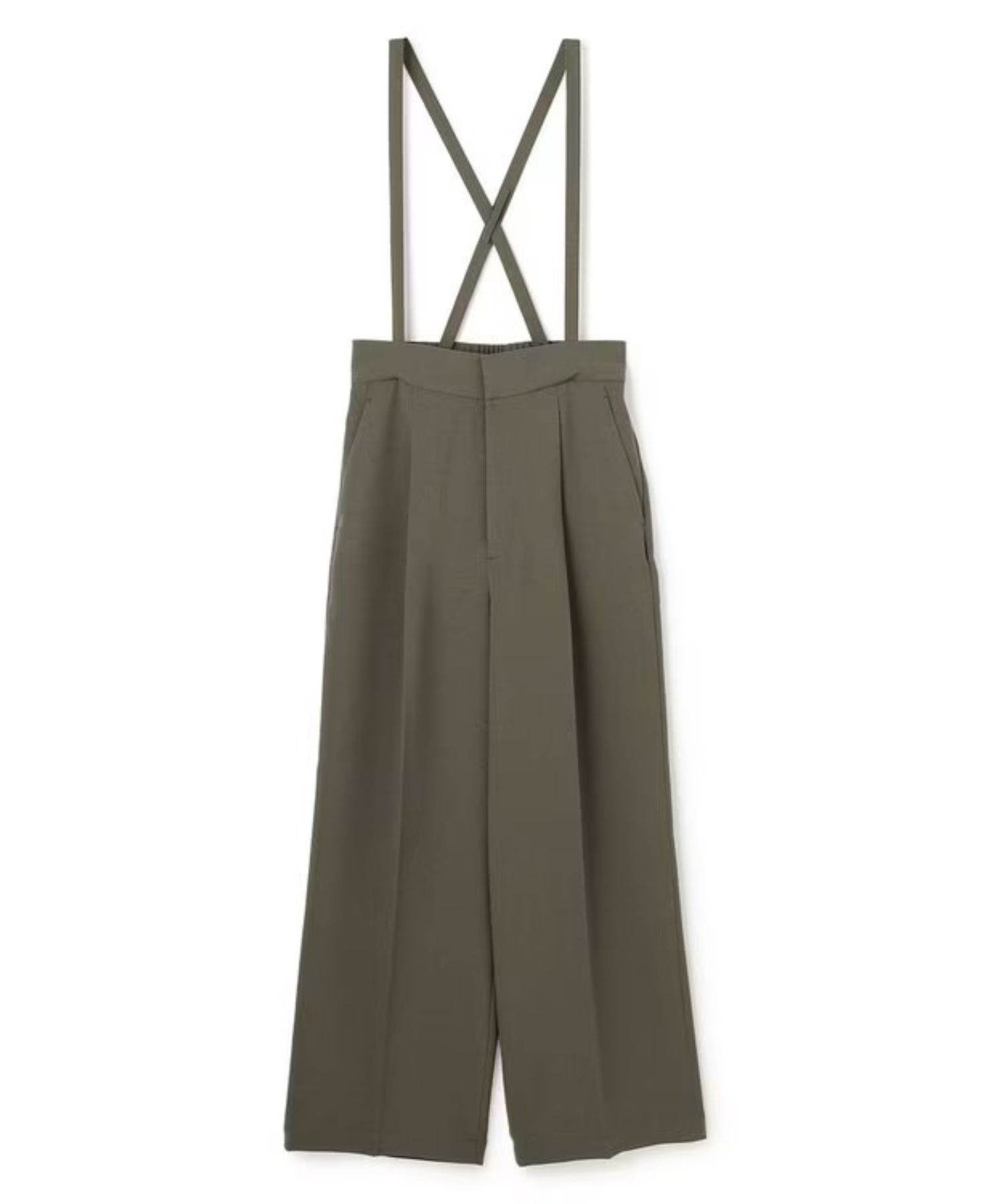 ウォッシャブルドライサップワイドパンツ(ストレート) ポリエステル / サスペンダー付き / ハイウエスト / センタープレス / バックスタイルゴム / PRUVLM0401