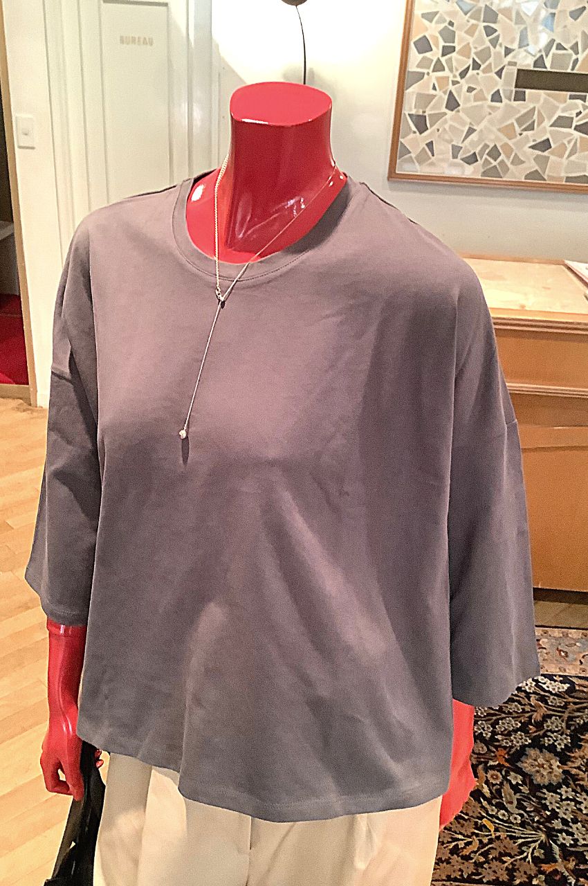 round halfsleeve pullover (グレー) コットン100% / クルーネック / ウォッシャブル