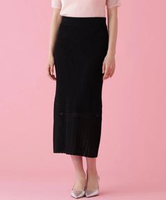 メッシュニットスカート(ブラック) レーヨン / ウォッシャブル / 手洗い可 / ストレッチあり / 裏地付き / 0316127509