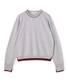 プレーンウール クルーネックプルオーバー (グレー系) ウール / 配色のアクセント / 透け感無し / 手洗可 / 12-02-64-02102