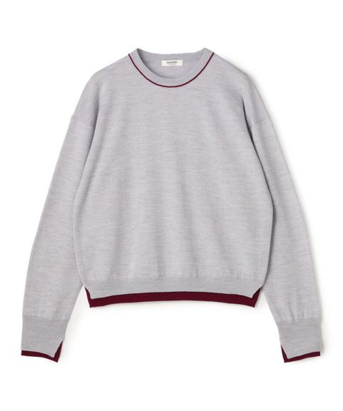 プレーンウール クルーネックプルオーバー (グレー系) ウール / 配色のアクセント / 透け感無し / 手洗可 / 12-02-64-02102
