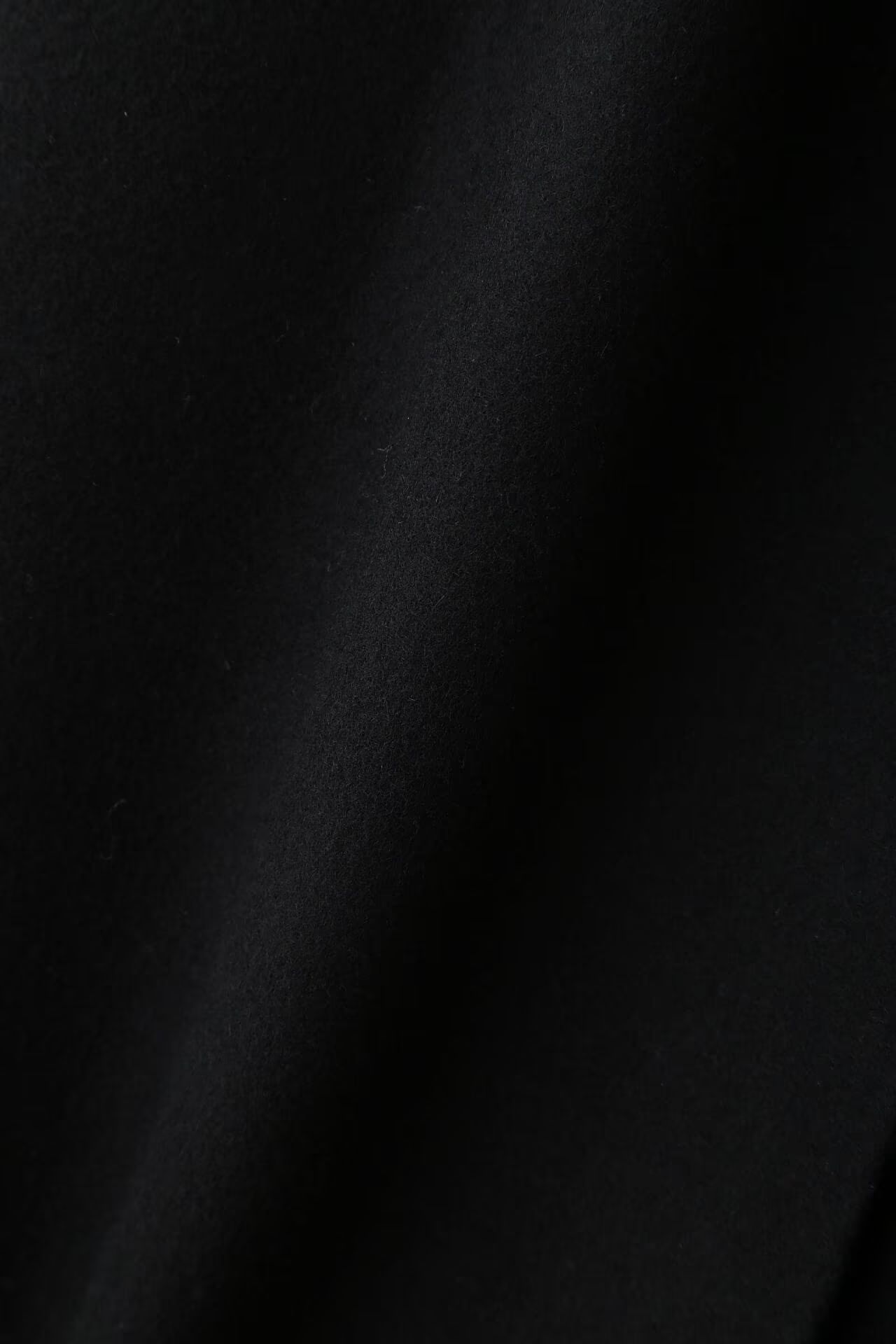 ベルテッドリバーコート（ブラック）羊毛 / カシミヤ / メルトン仕上げ / テーラードコート / 裏地付き
