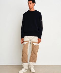 ( MENS) LASCARI ラスカリ ニット (ネイビー) 毛 / クルーネックニット / TATRASロゴ入り / ボタン付きパッチ / MJXA0139050248