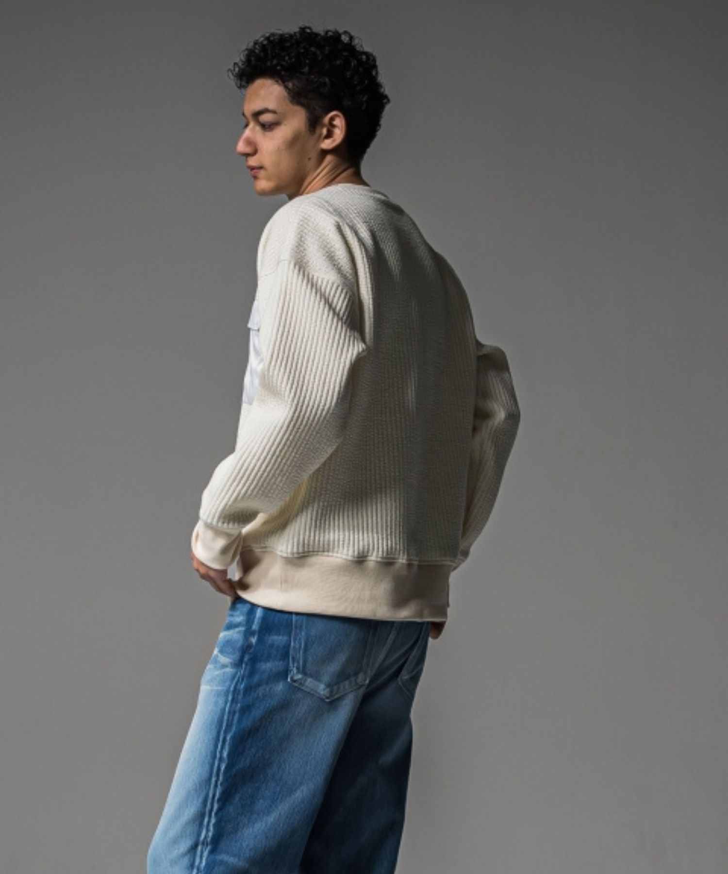 Stripe quilting drop trainer (OFF) コットン /   ストレッチスウェット / 胸ポケットサテン / キルティング / RC37-C-003
