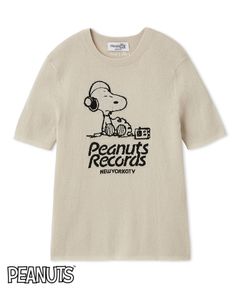 【PEANUTS RECORDS】スヌーピージャガードリブニット (IVR) 綿 / 伸縮性有り / 軽量 / 手洗可 /  09WNT261026