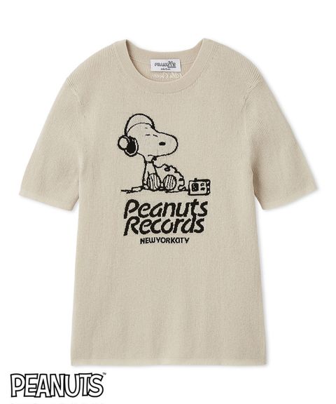 【PEANUTS RECORDS】スヌーピージャガードリブニット (IVR) 綿 / 伸縮性有り / 軽量 / 手洗可 /  09WNT261026