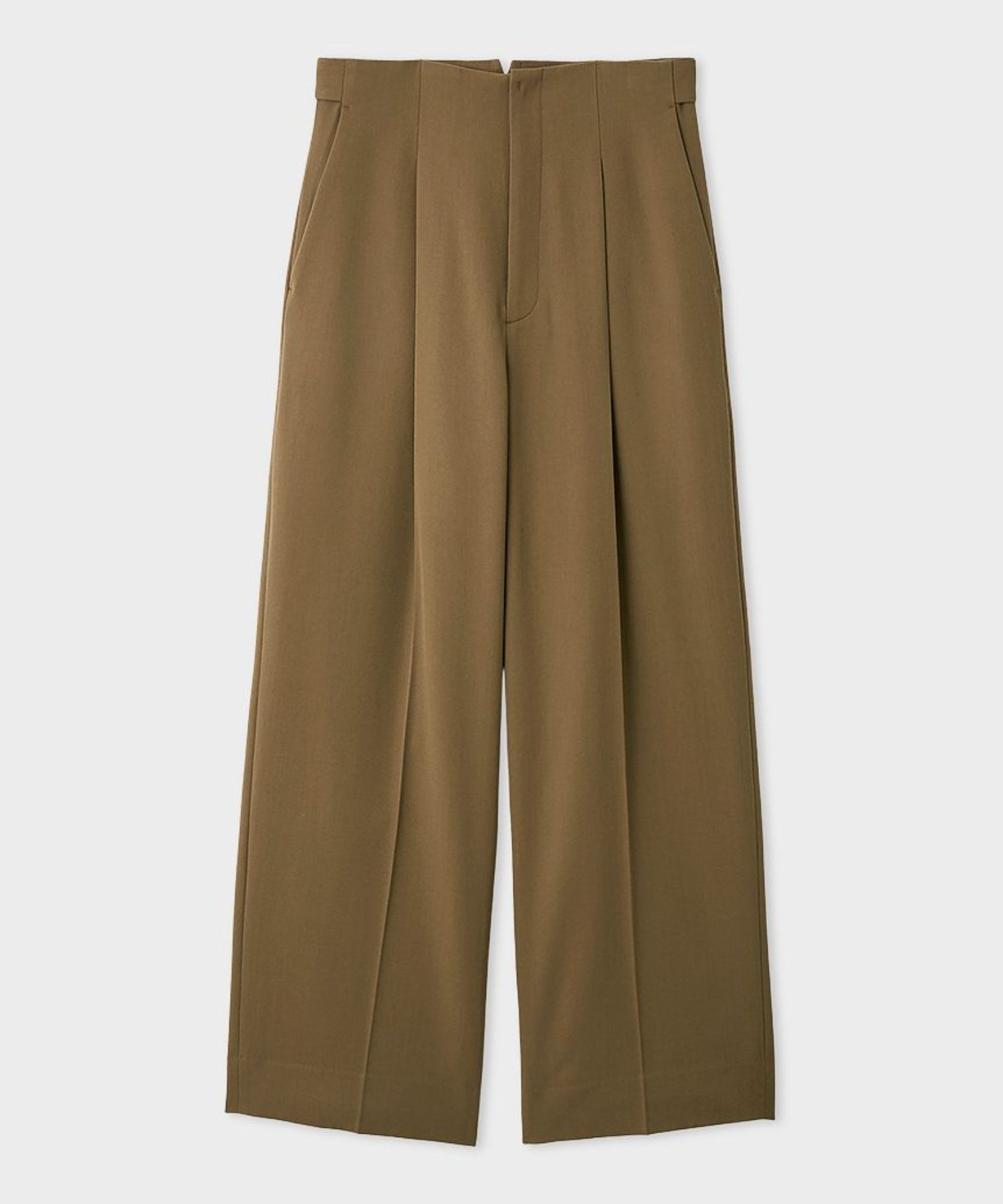 ツータックワイドパンツ(モカ)ポリエステル / ベルトレス / 裏地あり/ MWFP261025