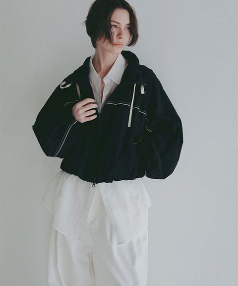 バルーンヘムコンビブルゾン (NAVY) ナイロン / 裏地有り / ドルマンスリーブ/ スタンドカラー/ 手洗可/ 1226202071