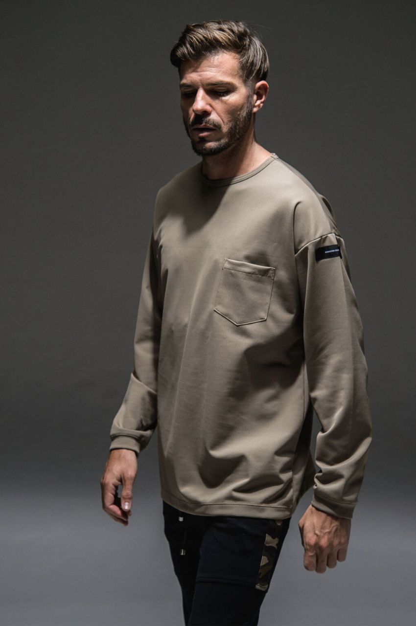 Double LOOSE pocket LONG TEE WHITE / シルキータッチ ロングスリーブルーズTシャツ
