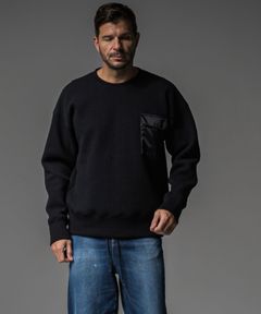 Stripe quilting drop trainer (BLACK) コットン /   ストレッチスウェット / 胸ポケットサテン / キルティング / RC37-C-003