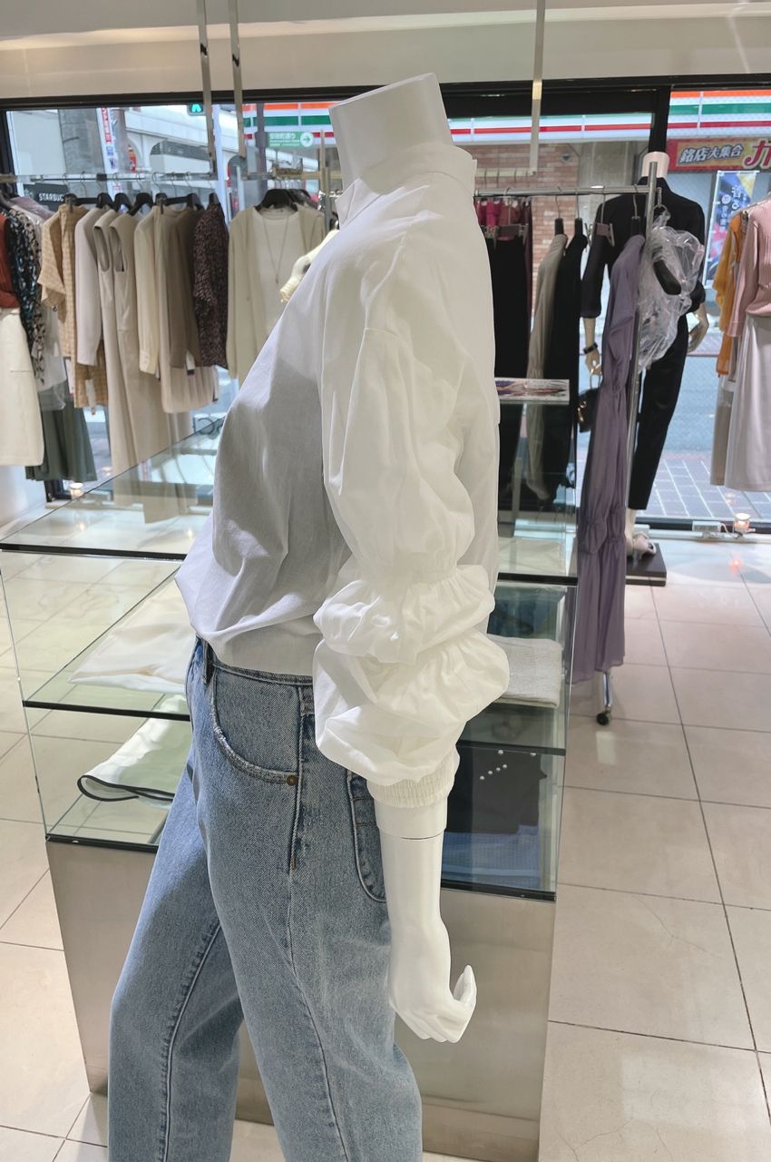 GATHER SLEEVE SHEER BL / ギャザースリーブシアーブラウス