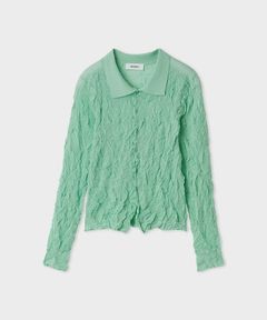 ワッシャーニットシャツ(ミント)綿 / シアー素材 / 伸縮性有り / ウォッシャブル / MWND261063