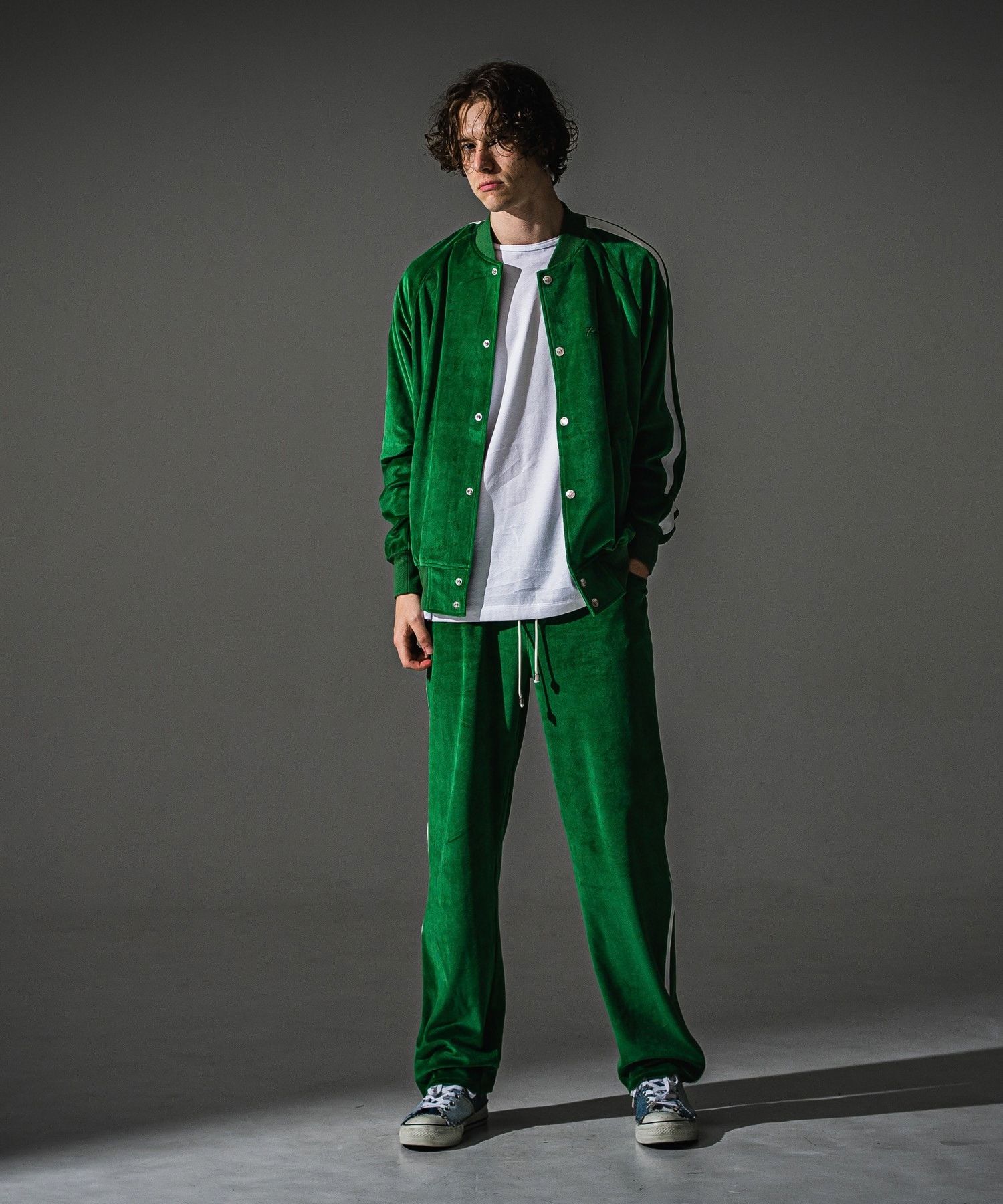 VELOUR Varsity (GREEN) コットン / ラグランスリーブ / エコレザーライン / オーバーシルエット / RC41-C-005