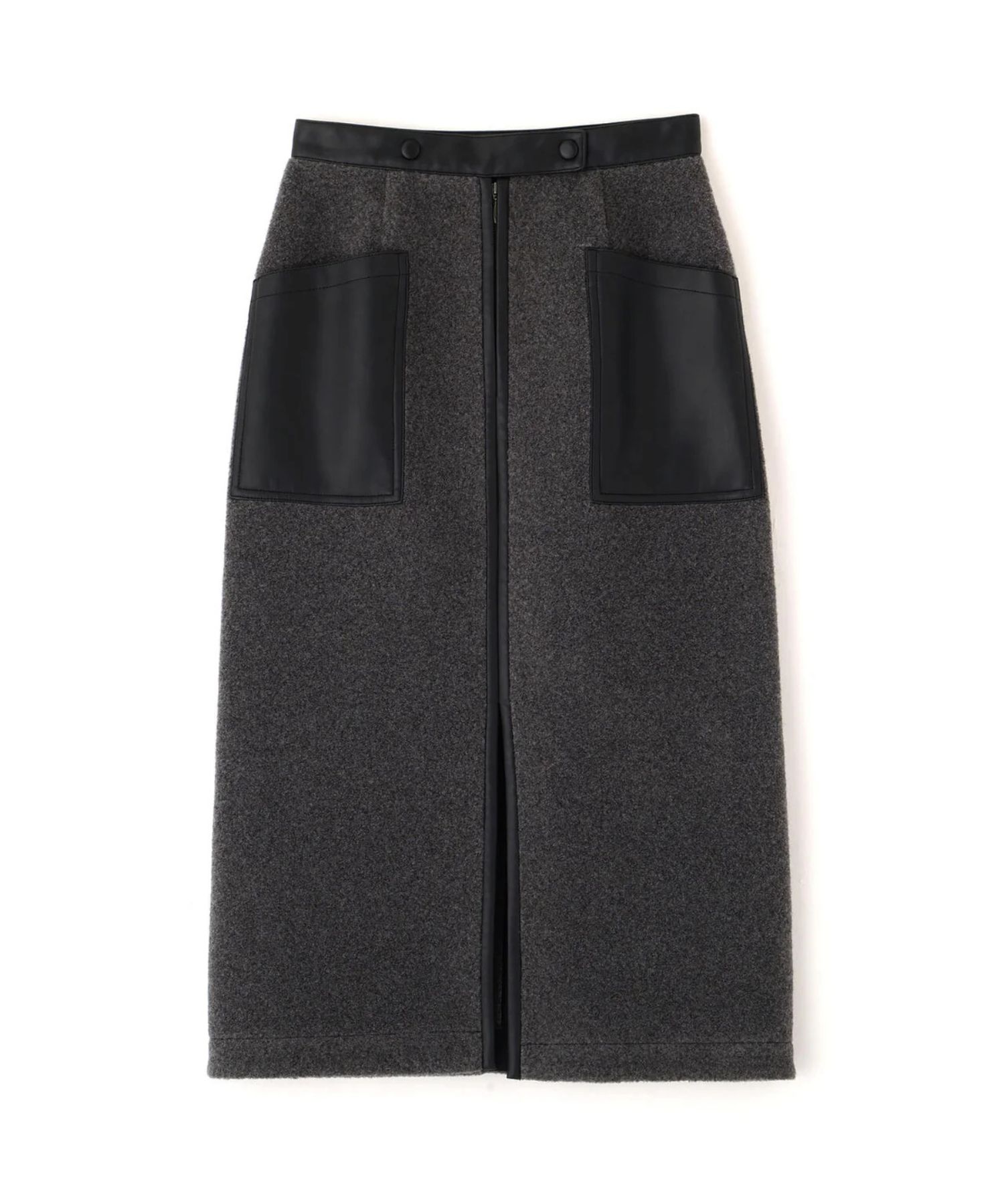ウールレットジップスカート(ミディアムグレー)ポリエステル100% / 裏地なし / 前スリット / 0315220106