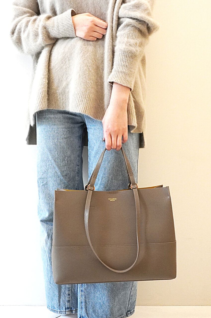 ITALIAN DOUBLE  FACE LEATHER  TOTE / イタリアンWフェイスレザートート ヨコ型