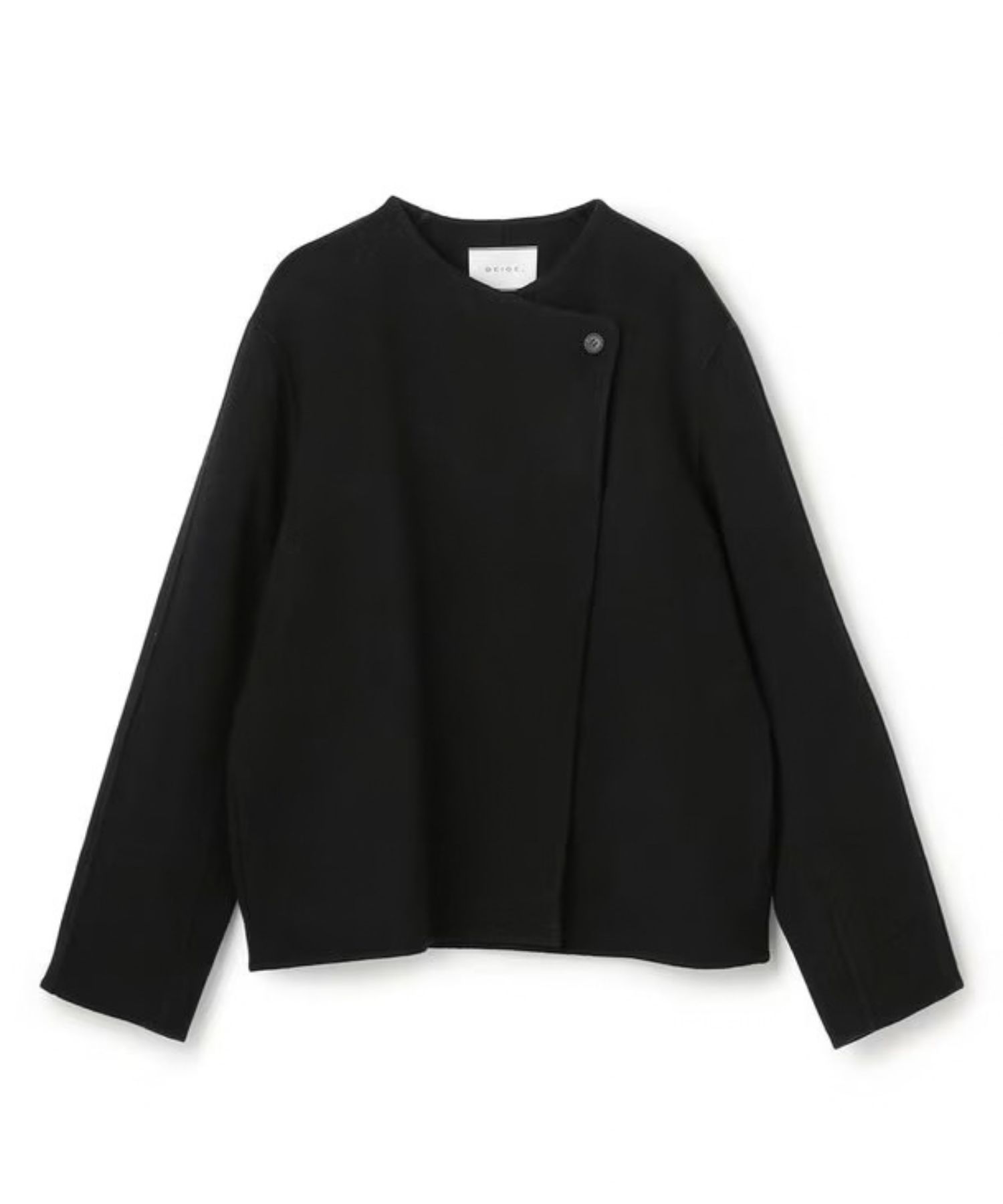 BOW / ウールリバー ノーカラージャケット (Black) ウール / リバー仕立て / フロントのボタン / 軽い / JKCWLA0300