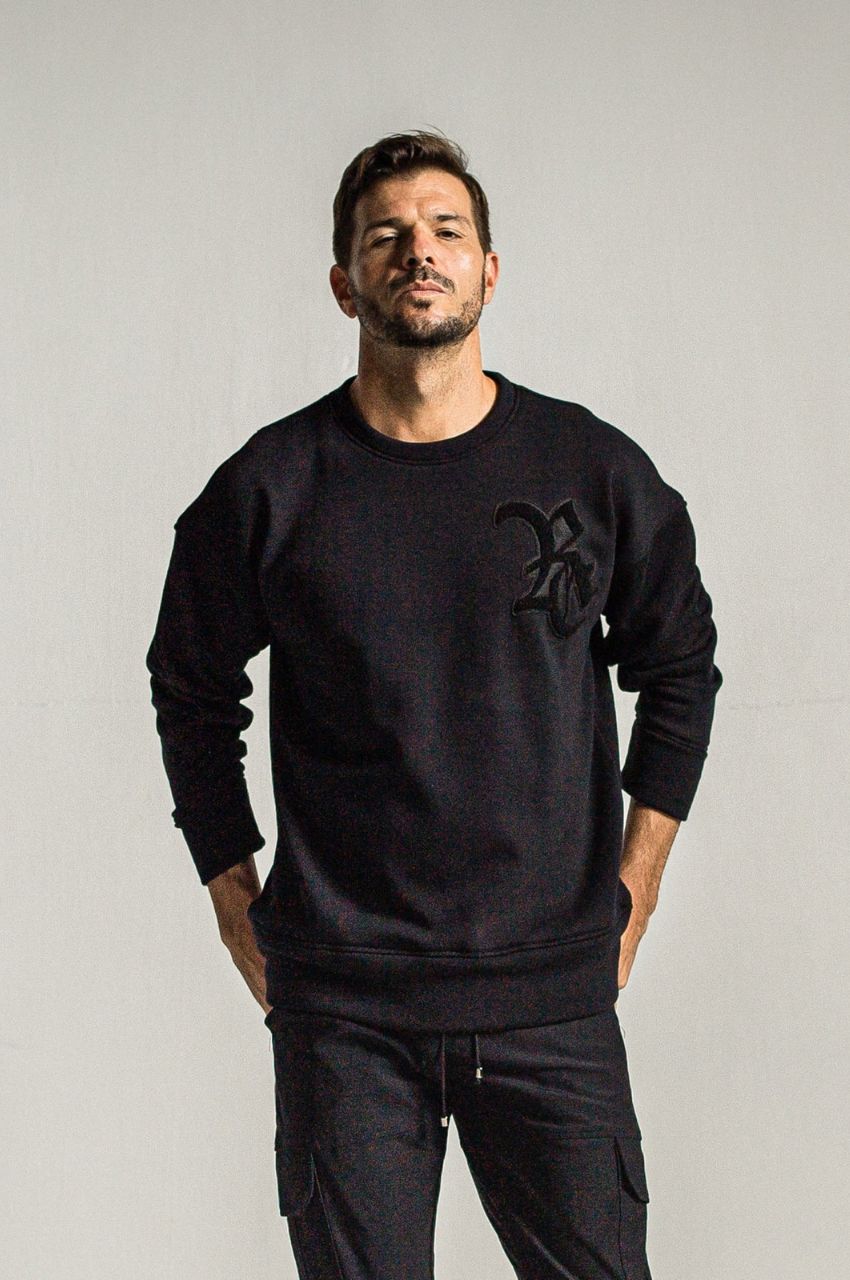 RC chenille velours fleece drop trainer (black) ポリエステル / オーバーシルエット / 裏起毛 / RC34-C-007