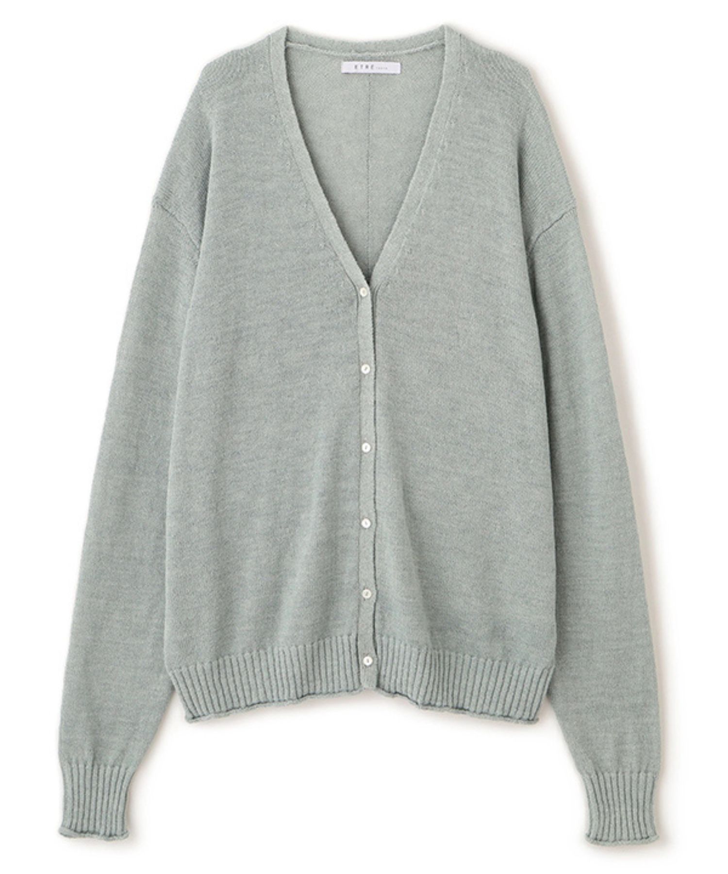 リリヤーンリネンVネックカーディガン(ミント) 麻 / 深めVネック/ 小さめボタン / 1226204094