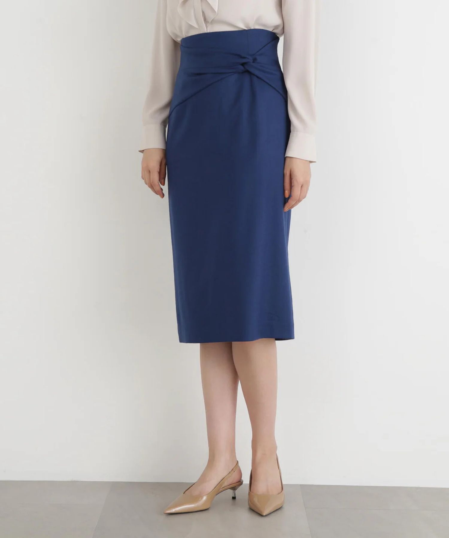 クロスウエストジャージスカート(ブルー)毛 / 裏地付き / 後ファスナーあき / 後ベンツあり / 0315220107