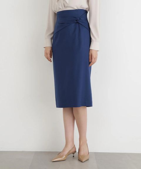 クロスウエストジャージスカート(ブルー)毛 / 裏地付き / 後ファスナーあき / 後ベンツあり / 0315220107