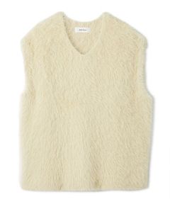 Vネックシャギーニットベスト ( IVR) ナイロン / 短めの着丈 / 伸縮性 / 軽い / 09WNV255124