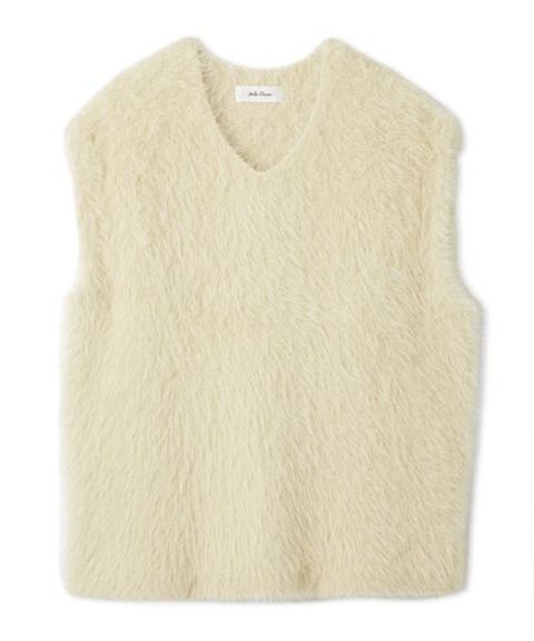 Vネックシャギーニットベスト ( IVR) ナイロン / 短めの着丈 / 伸縮性 / 軽い / 09WNV255124