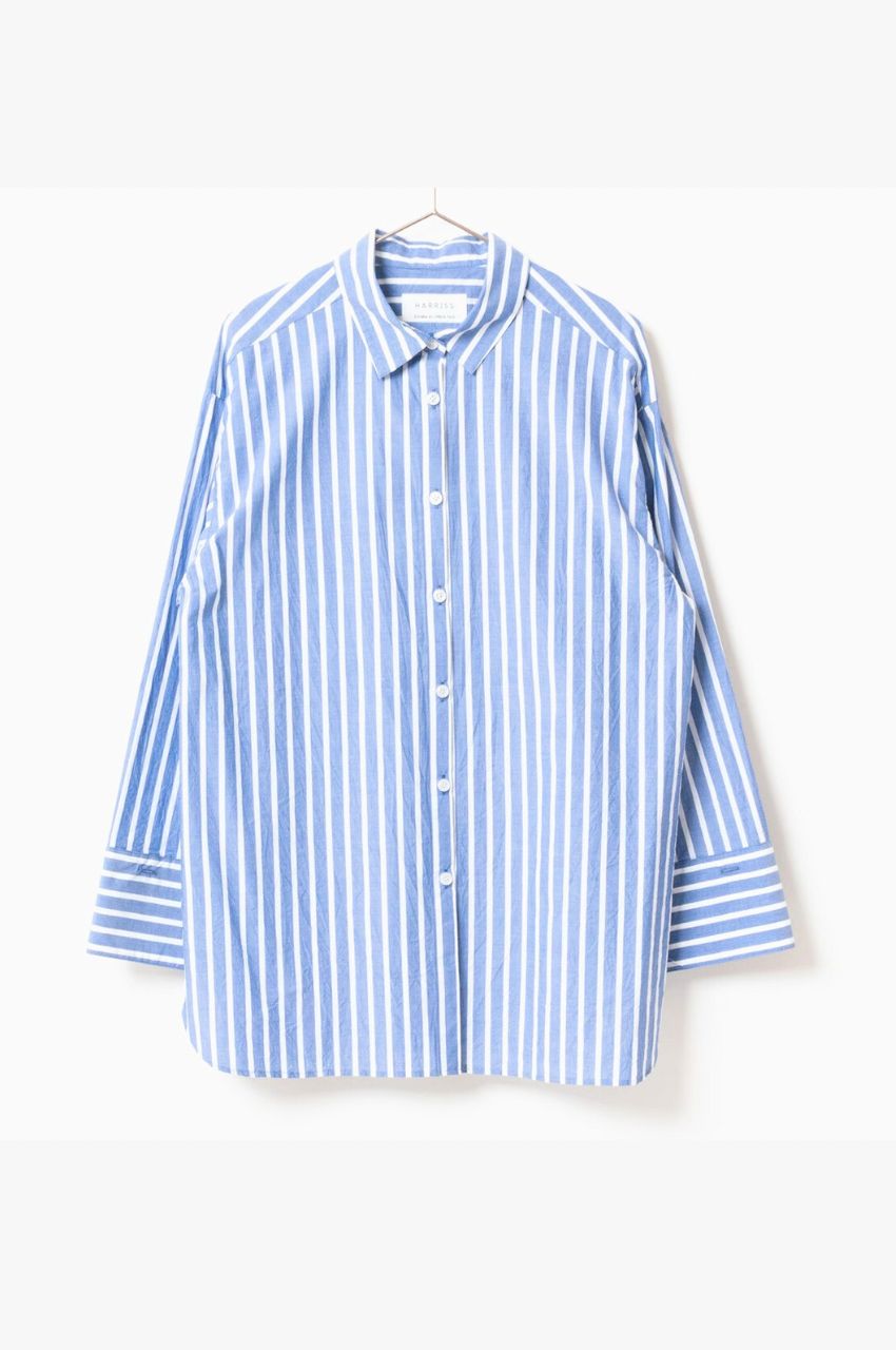 wide sleeve shirt (ブルー)コットン / ラウンドヘム / サイドスリット / 手洗い可/  FS251-26022
