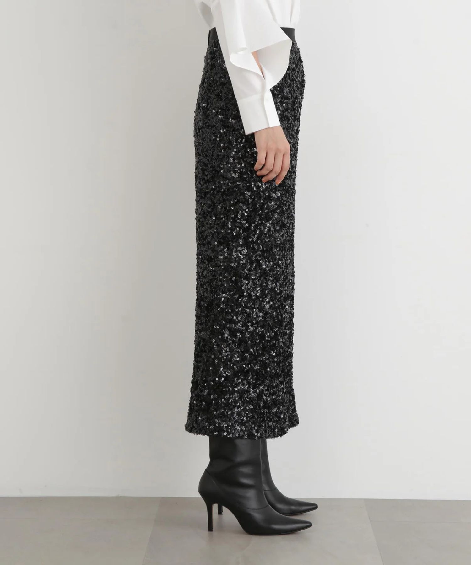 スパンコールスカート(ブラック)ポリエステル / ウエストゴム / ストレッチあり / 0315220109