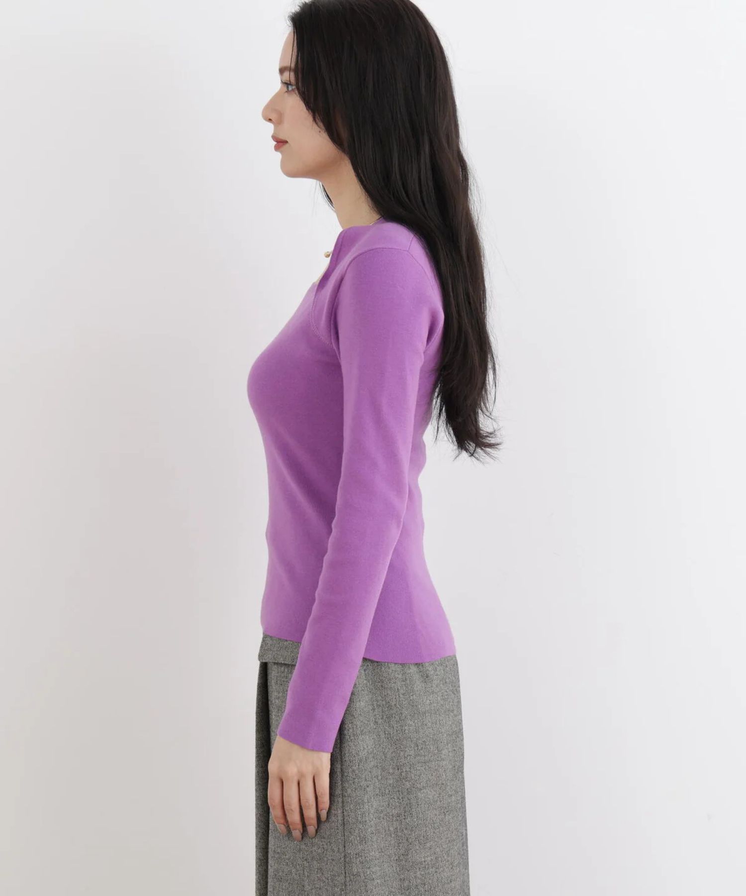 プルオーバーシンプルハイゲージ(パープル)ポリエステル / ストレッチあり / かぶって着用 / ウォッシャブル / 手洗い可 / 0316170128