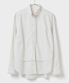 Gathered ruffle shirt(生成色:ストライプ) 綿 / 2way / ワッシャー加工 / 手洗可 / FS252-45085