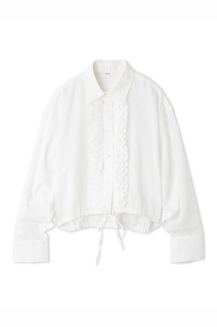 シアーフリルドロストショートシャツ (white) コットン / 軽量 / 手洗い可 /  オーバーサイズ / 09WFB25117