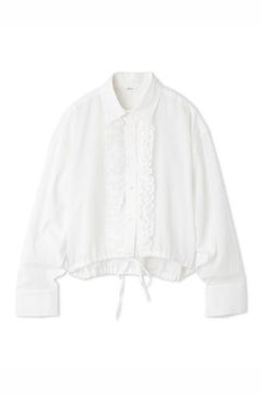 シアーフリルドロストショートシャツ (white) コットン / 軽量 / 手洗い可 /  オーバーサイズ / 09WFB25117