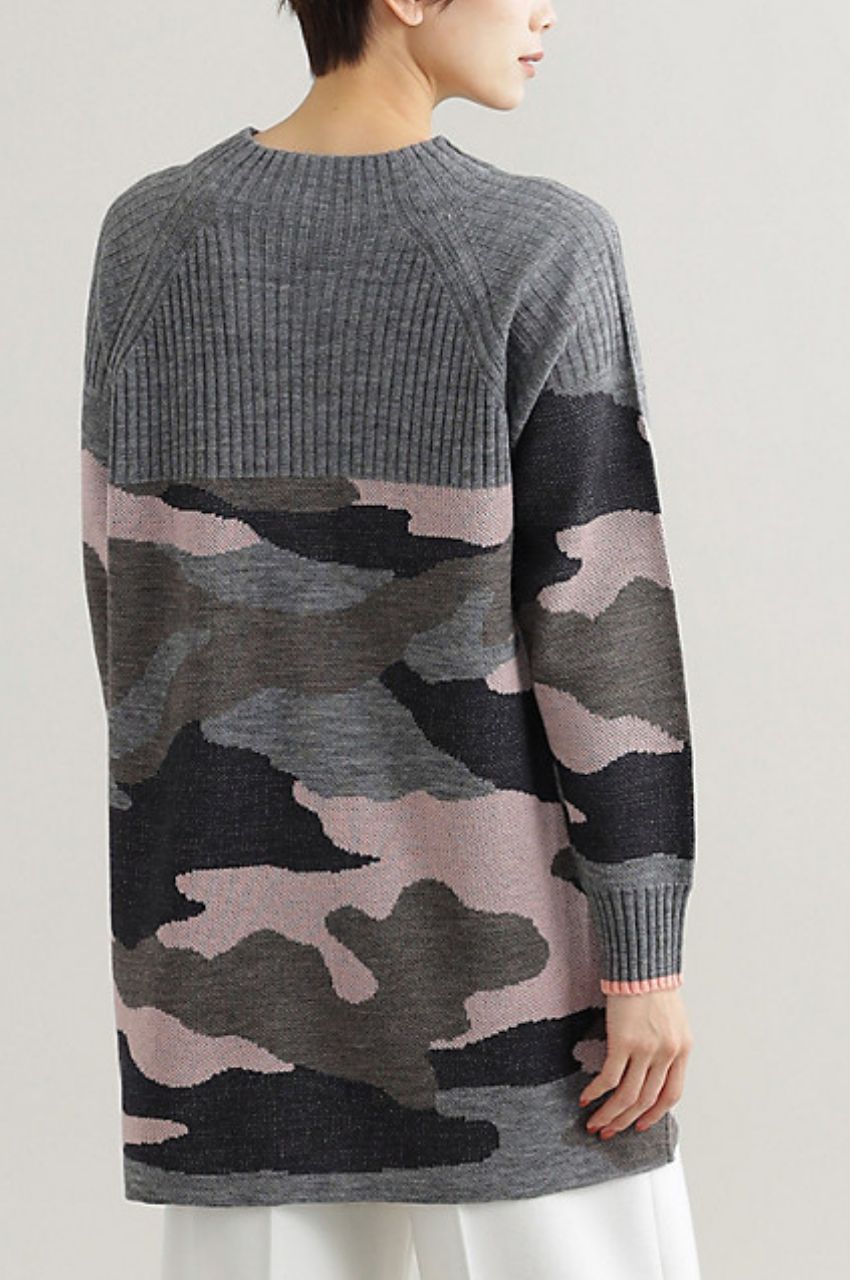 CAMOUFLAGE JACQUARD KNIT TUNIC / カモフラジャカードニットチュニック
