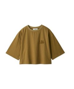 Mロゴ2サイズハイラインTシャツ (CML) 綿 /左胸刺繍 / クロップド丈 / 光沢感 / 手洗可 / 09WCT254070