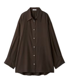 ウォッシャブルクールサテンシャツ (ブラウン) キュプラ/ とろみ / 光沢感有り / ハンドウォッシャブル/ 接触冷感  / FWFB254026