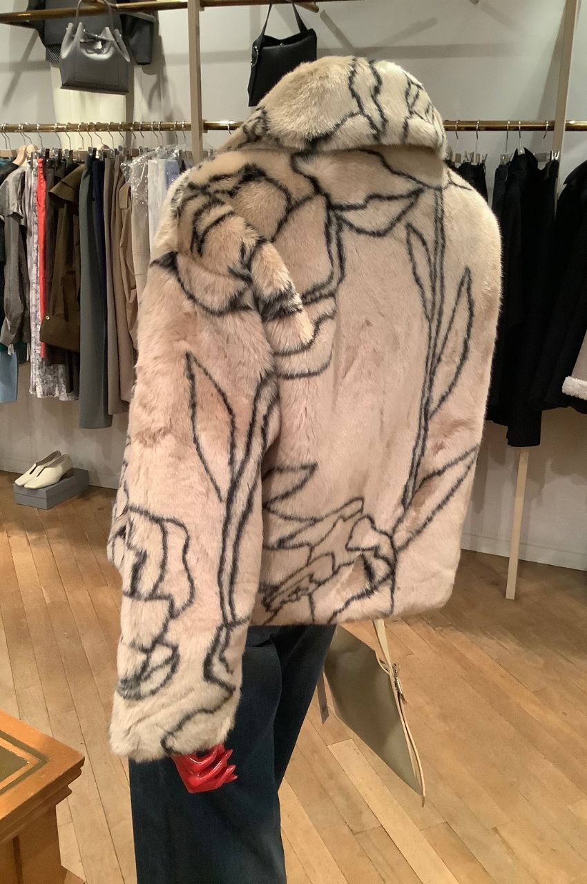 Traci Faux Fur Floral Lines / フェイクファー フローラル ライン