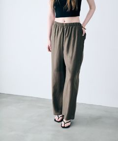 リヨセルシルクローンギャザーパンツ(トープ) セルロース / ウォッシャブル / 手洗い可 / ウエストゴム / PRUVLM0405