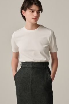 コットンミラノショート丈Tシャツ(ホワイト)綿 / ウォッシャブル