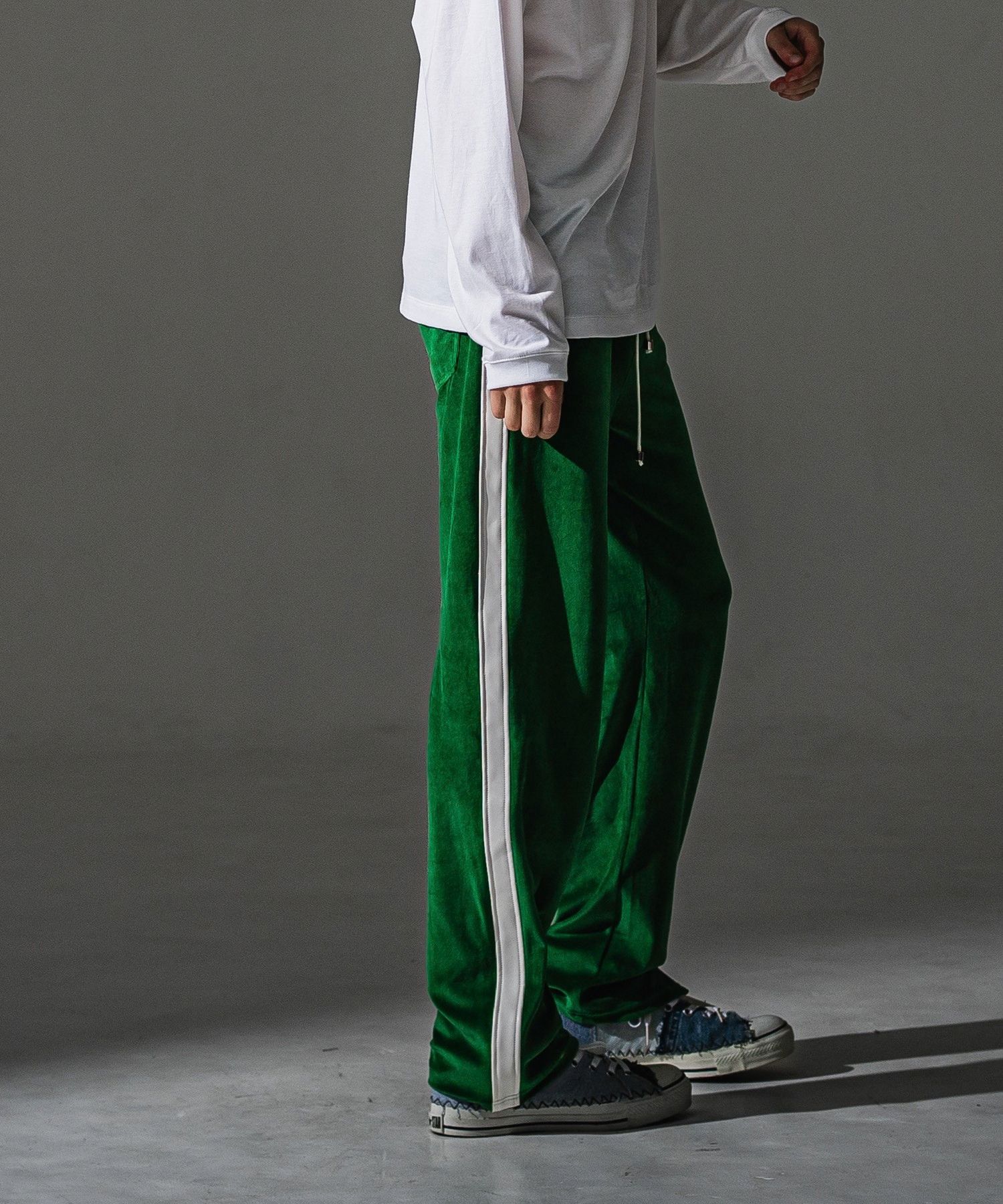 VELOUR SIMIWIDE TUCK PT(GREEN) コットン / ワンタック / セミワイド / エコレザーライン / RC41-ST-044