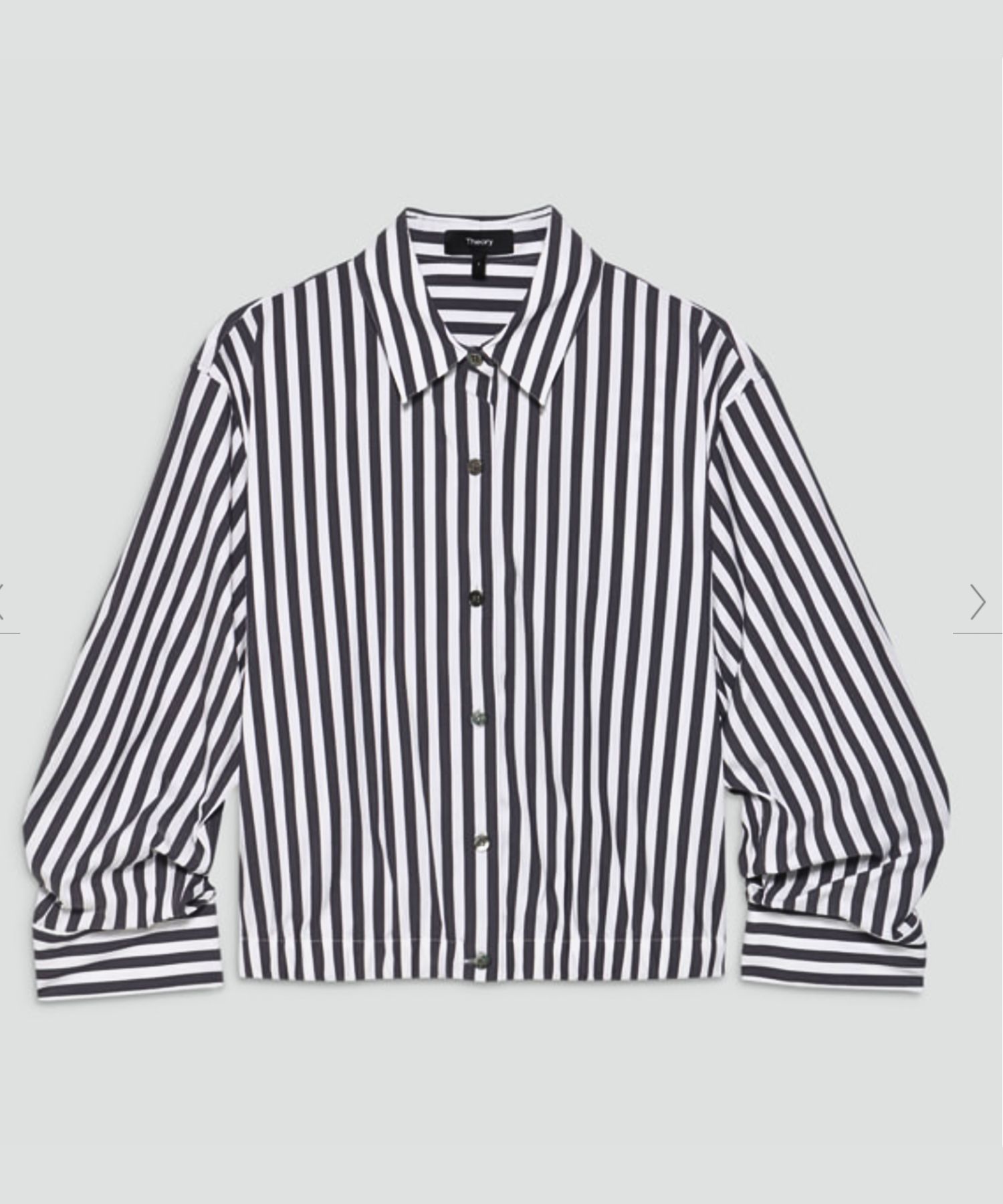 Awning Stripe Fixed Sleeve Shirt ( ブルーマルチ) 綿 / 七分袖 / クロップド丈 / 手洗可 / 01-5308210