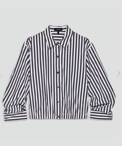 Awning Stripe Fixed Sleeve Shirt ( ブルーマルチ) 綿 / 七分袖 / クロップド丈 / 手洗可 / 01-5308210