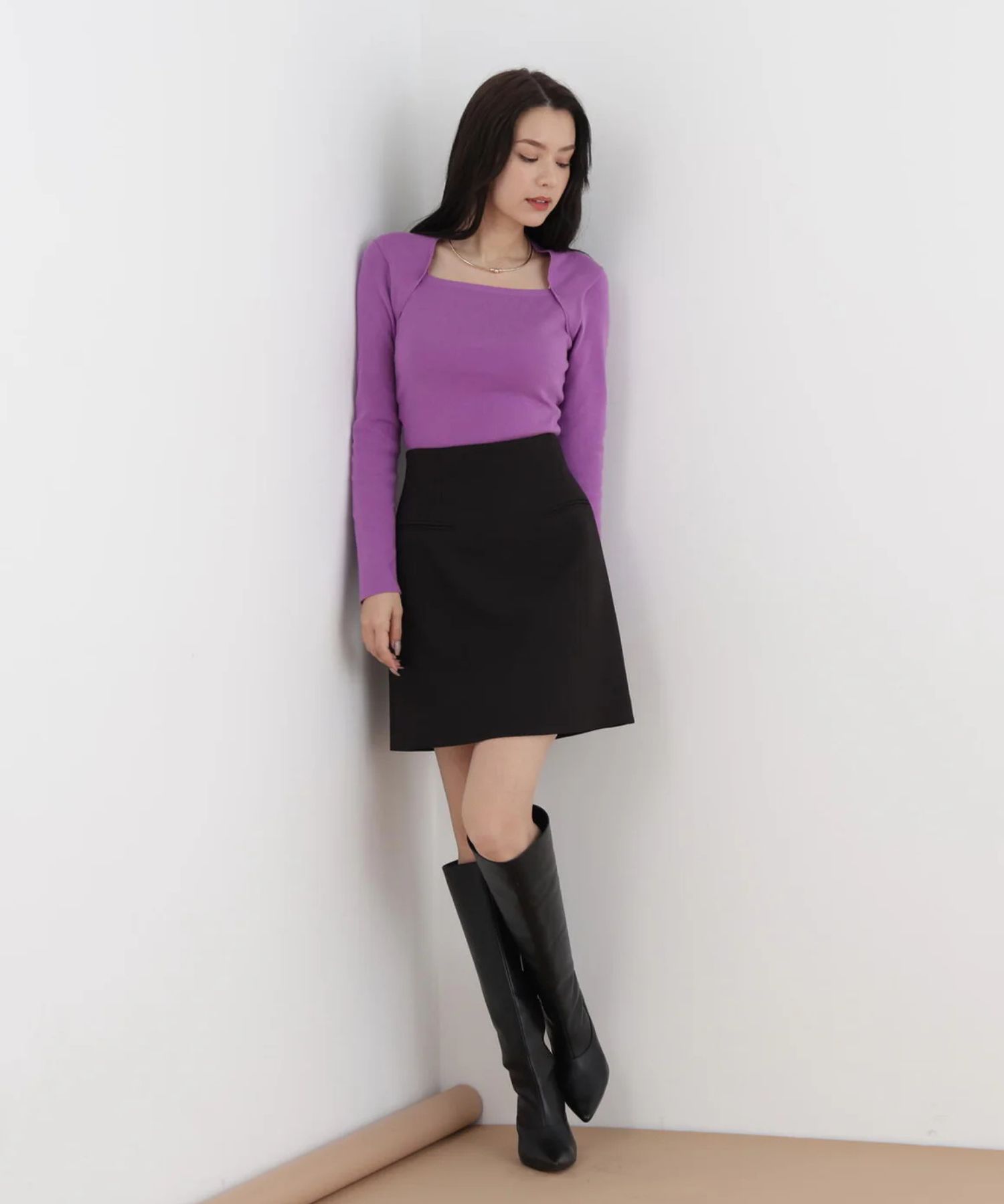 プルオーバーシンプルハイゲージ(パープル)ポリエステル / ストレッチあり / かぶって着用 / ウォッシャブル / 手洗い可 / 0316170128